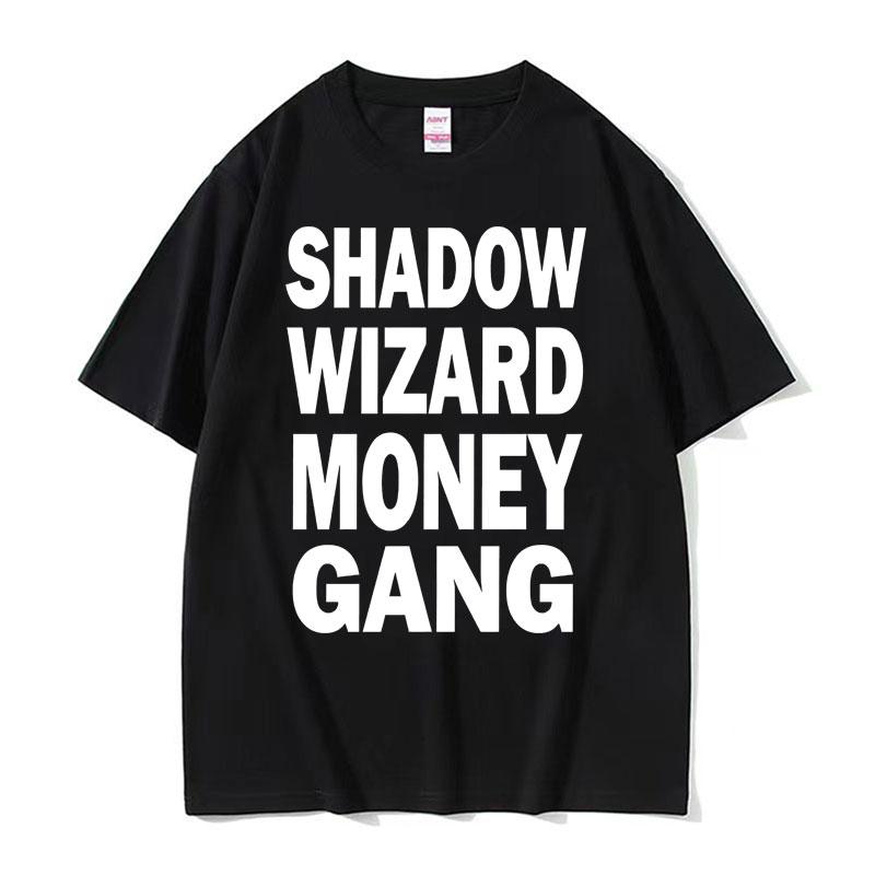 Joeyy Shadow Wizard Money Gang Футболки с принтом букв Смешная футболка с мемом Y2K Мужчины Женщины Харадзюку Хип-хоп Оверсайз Уличная футболка