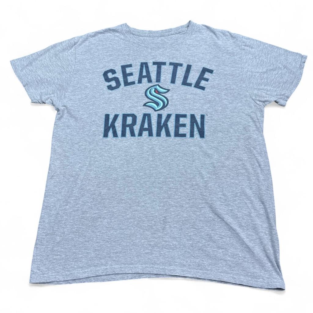 Футболка Seattle Kraken для взрослых, размер L, серая, с ретро-логотипом, хоккейная футболка НХЛ