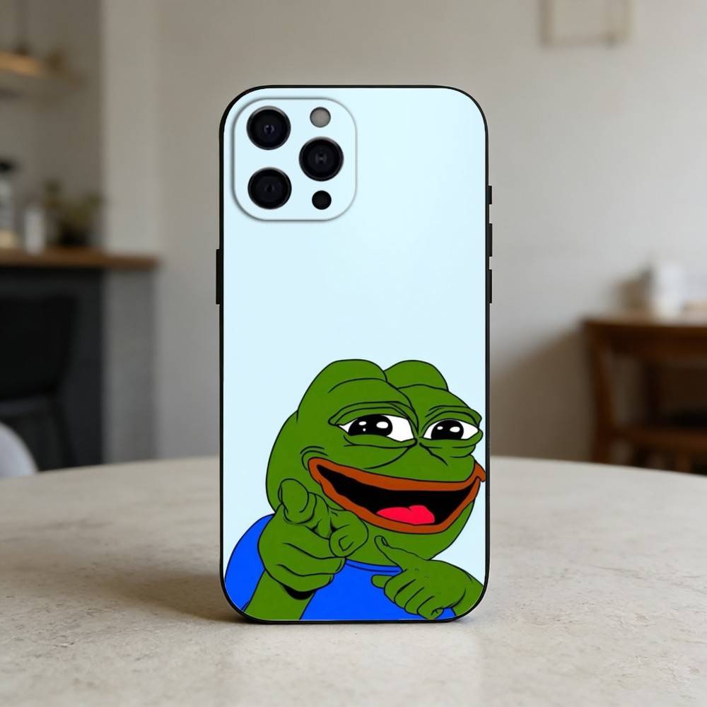 Смешной чехол для телефона с лягушонком Пепе для iPhone 17,16,15,14,13,12,11 Plus,Pro Max,SE4 Мягкий силиконовый черный чехол