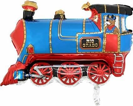 Balon Foliowy Pociąg Ciuchcia Lokomotywa Niebieska, 84Cm