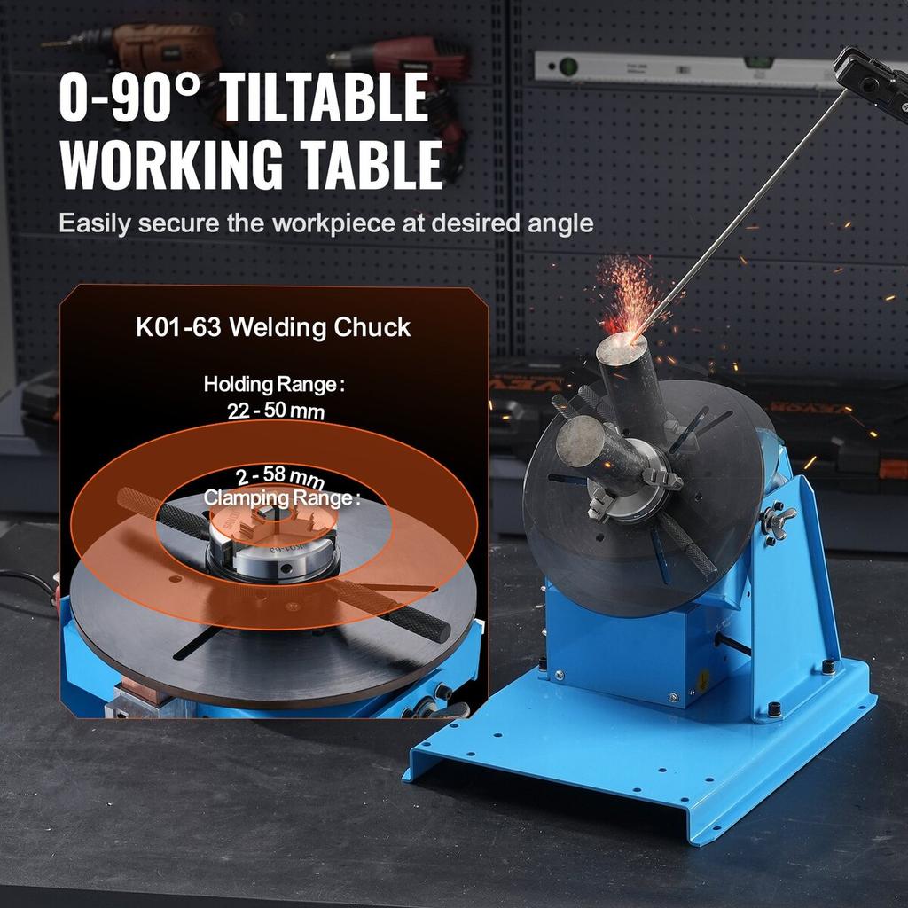 10KG Rotary Welding Positioner 0-90° Positioning Turntable Table 1-12RPM