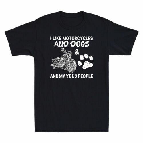 I Like Motorcycles And Dogs And Maybe 3 People Vintage Men's Cotton T-Shirt