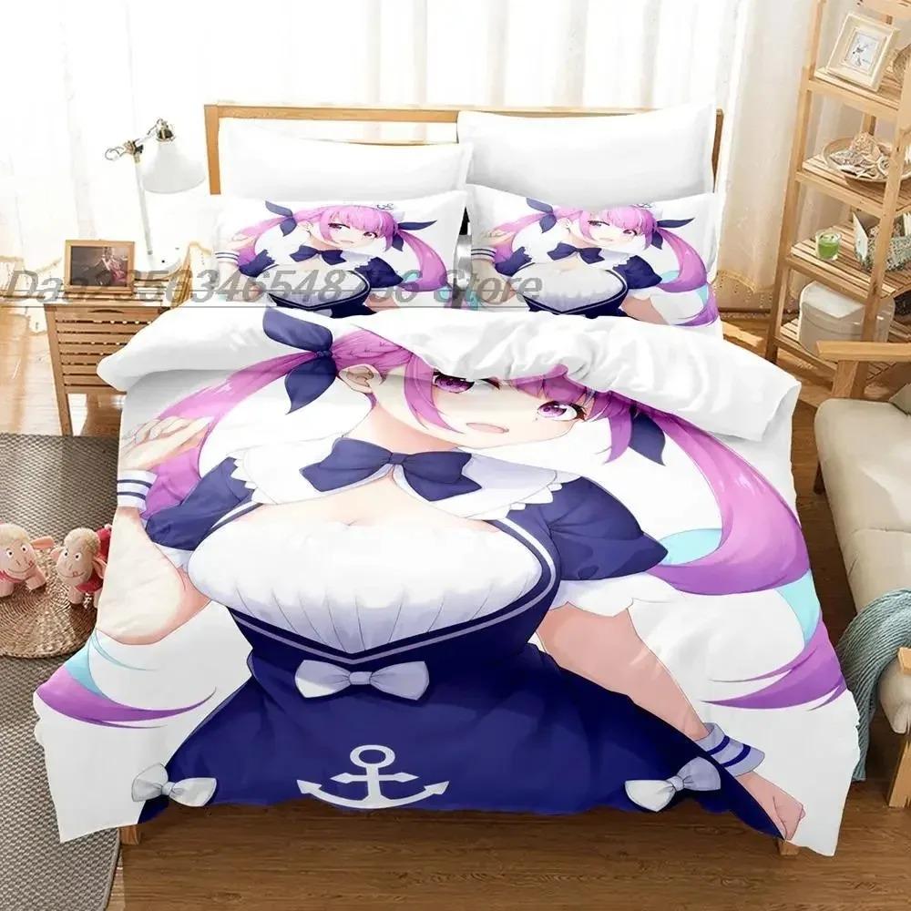 Постельное белье Minato Aqua Односпальное Полуторное Двуспальное Евро King Size Комплект постельного белья для спальни взрослых и детей Комплекты с пододеяльником 3D Печать Аниме Комплект простыней