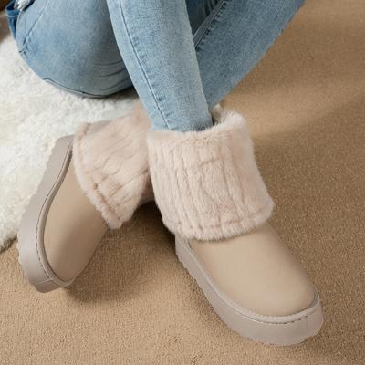 Hick Базовые Короткие Ботинки Теплые Женские Зимние Ботинки Флисовая Подкладка Зимние Легкие Однотонные Интегрированные Меховые Ботинки T