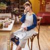 Nightdress Women Sweet Autumn Cotton Long-sleeved Pajama Palace Long Princess Style Home Clothes Chic Midi Dress