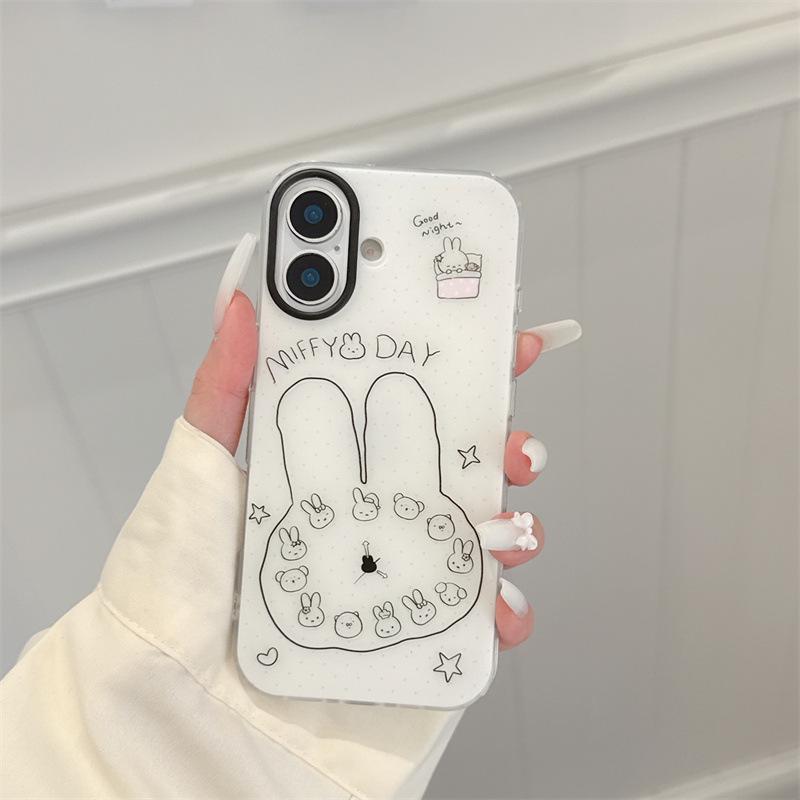 Креативный чехол с кроликом и часовой стрелкой для iPhone 17, 16 Pro Max, 15, 14