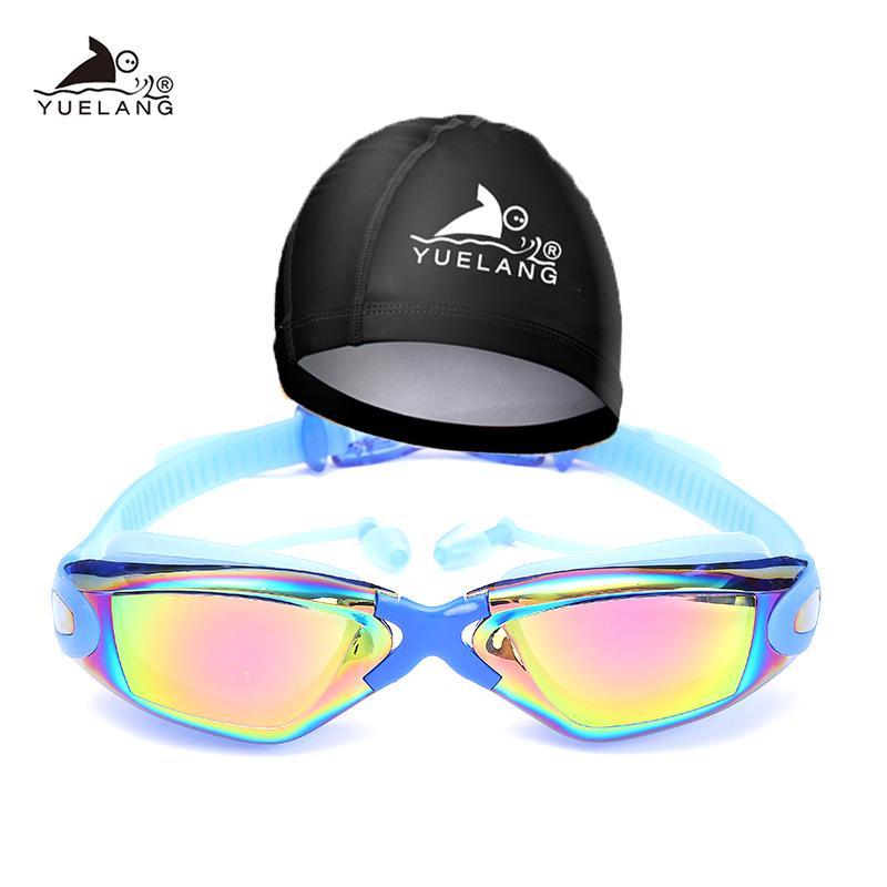 YUELANG плавательные очки arena плавательный костюм шапочка профессиональный прочный силиконовый плавательные очки анти-запотевающий анти-УФ водонепроницаемый для взрослых
