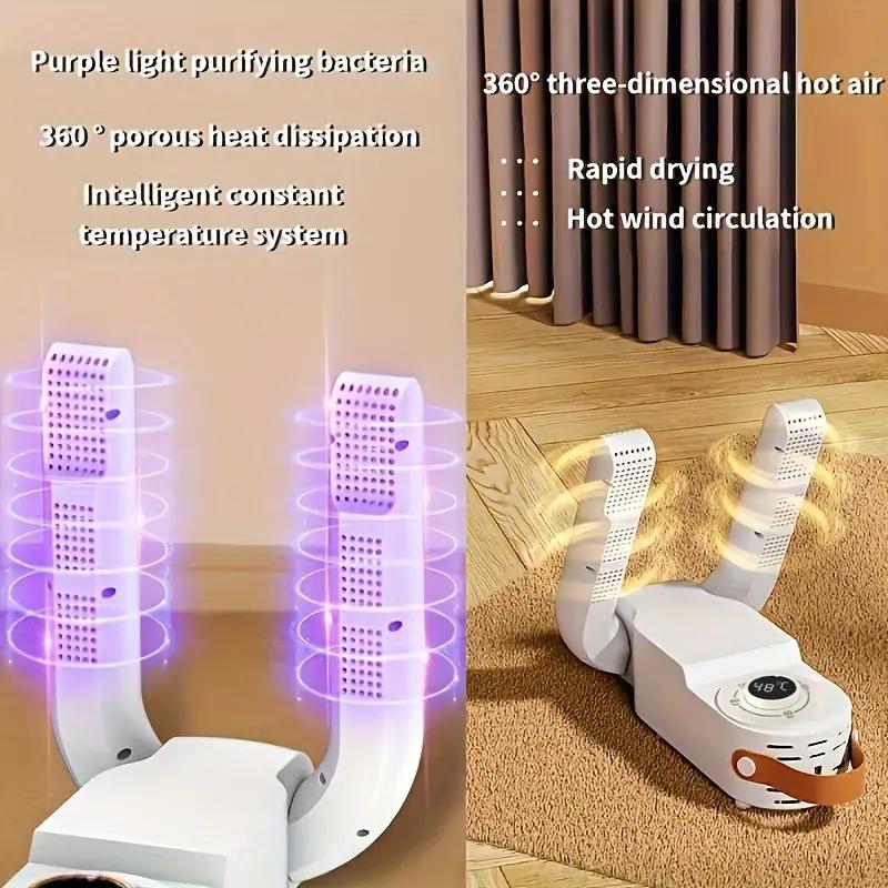 1 шт. Сушилка для обуви, сушилка для ботинок, портативная многофункциональная складная, контроль температуры, регулировка времени ультрафиолета, устранение запахов, подходит для всех видов обуви