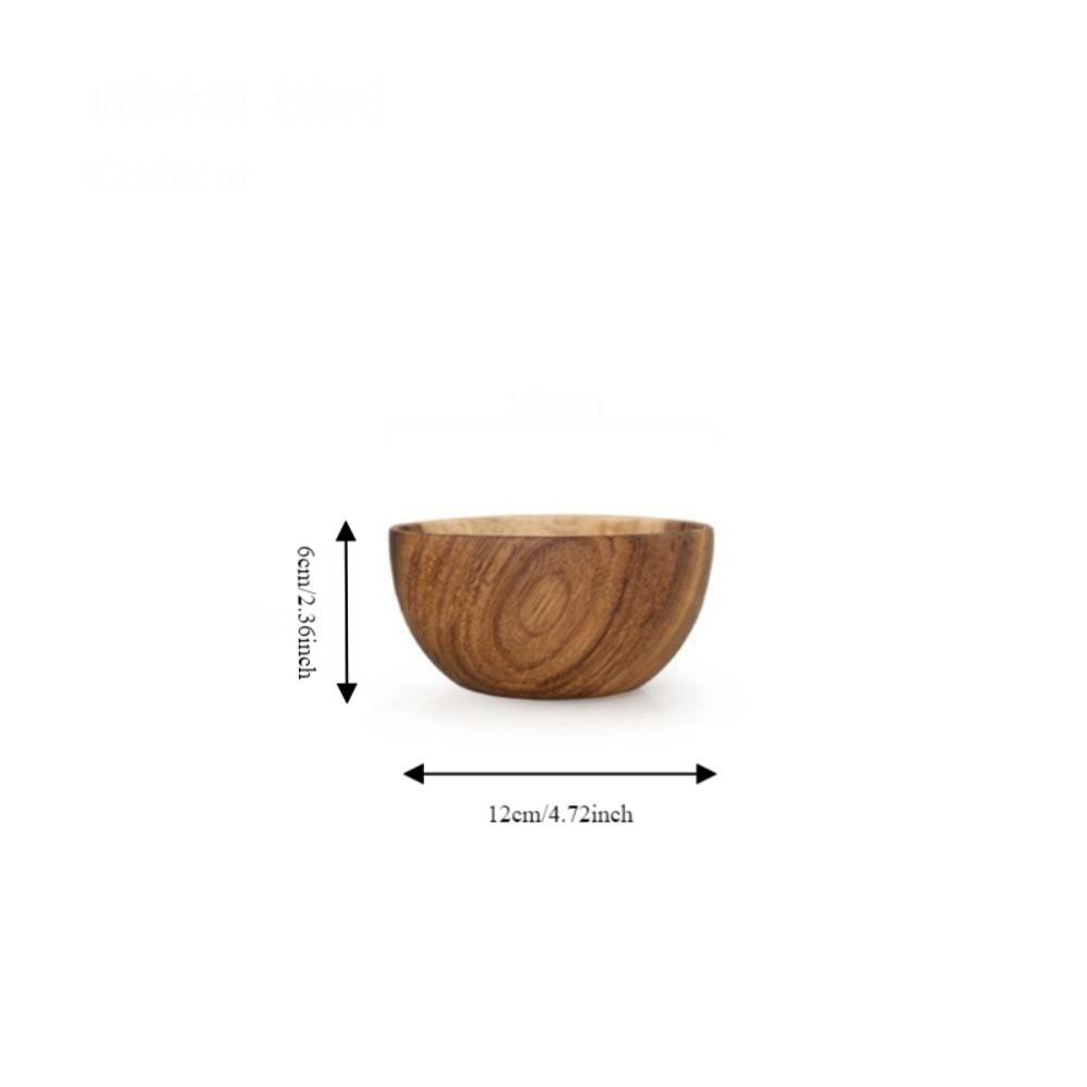 Round Large Wooden Natural Acacia Wood Household Container Tableware Ramen Bowls Bowl Wooden Bowl