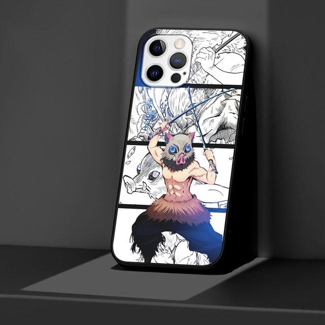 Case For Apple Iphone 11 13 12 Mini 14 Pro Max Xr 7 8 +Se 2020 Xs 6 6s Plus 5 5s Black Silicone Phone Cover Anime Demon Slayer