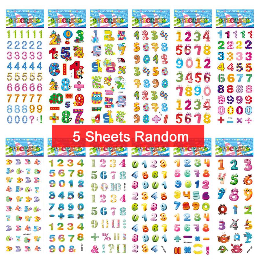 5 Sheets Kids Stickers Puffy Stickers for Children Birthday Christmas New Year Gift for Girl Boy Scrapbooking Cartoon Stickers