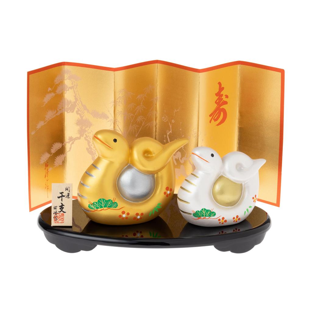 Seto Togeisha 2025 Zodiac Figurine Compact Snake Snake New Year Decoration Good Luck Gold and Silver Color Fukumi Shoho Kiln 142
