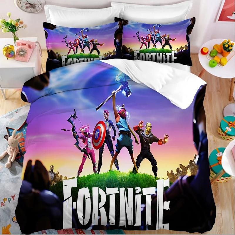 Fortnite Костюм Кровать Удобное Пододеяльник Игра Косплей Спальня Покрывало на Кровать Постельное белье Аниме Мультфильм Наволочка Декор Комнаты Рождественский Подарок