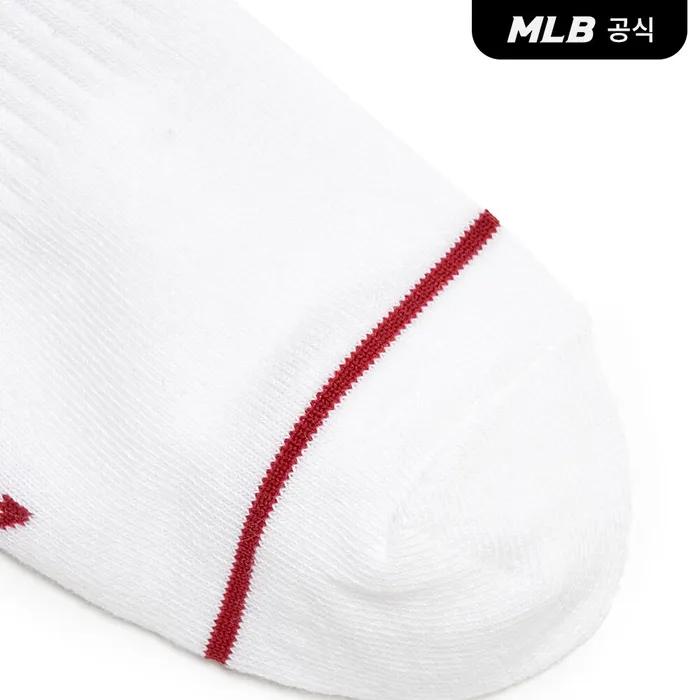 [MLB] Striped Small Logo Ankle Socks 3-Pair Set MLB (Beige)