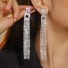 Взрывные блестящие серьги с длинной бахромой из страз