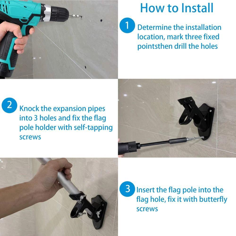 Double Hole Flagpole Mounting Base Wall-mounted Yard Banner Stand Flagpole Bracket  Windsock