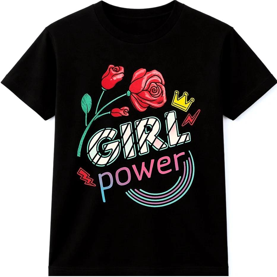 Футболка 'Girl Power' Феминистское расширение прав и возможностей Графическая футболка с розовой короной