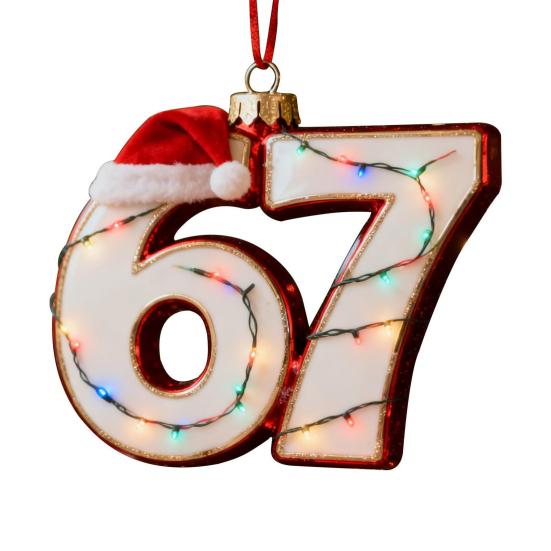 67 Christmas Ornament 2D Flat Funny Six Seven Meme Christmas Decoration Gifts for Teens Adults Humor Lovers