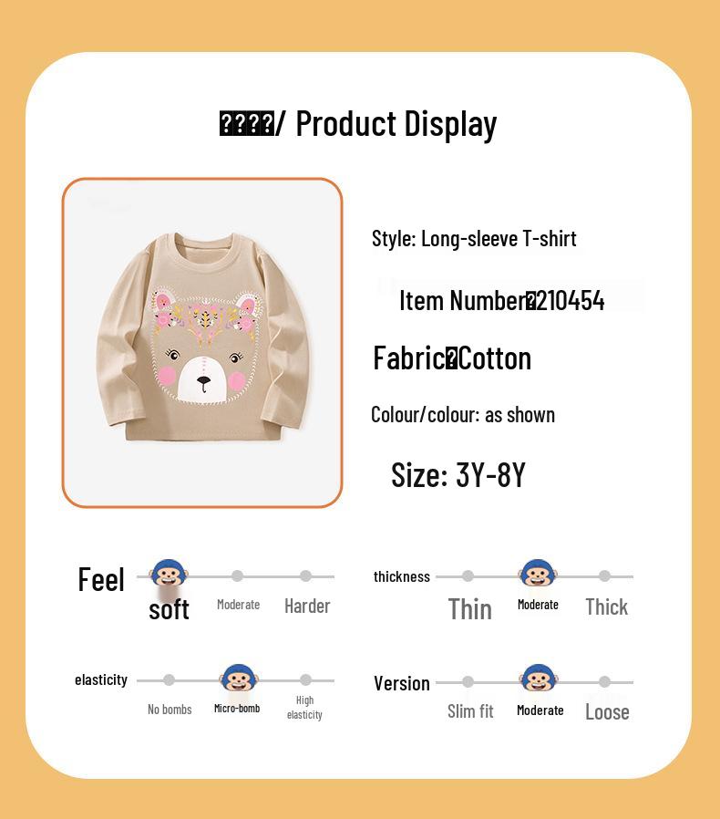 Вязаный топ с длинным рукавом для девочек на осень/зиму 2025 с мультяшным рисунком плюшевого мишки