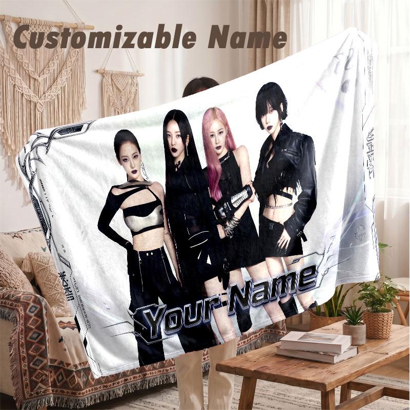 Custom Name Flannel Blanket,aespa Lightweight Warm Bed Blanket For Couch & Holiday Gift