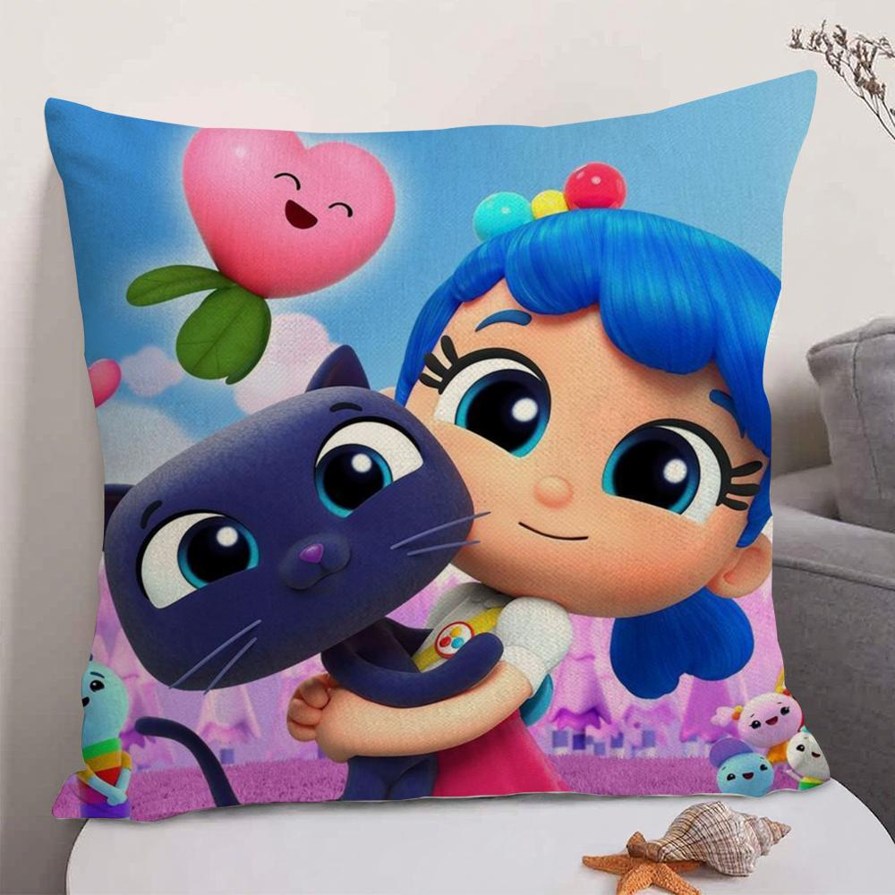Cartoon TTrue Rainbow Kingdom Cushion Cover Natural Linen Organic Fabric DoubleSided Printing Sofa Home Decor Gift Pillow Case