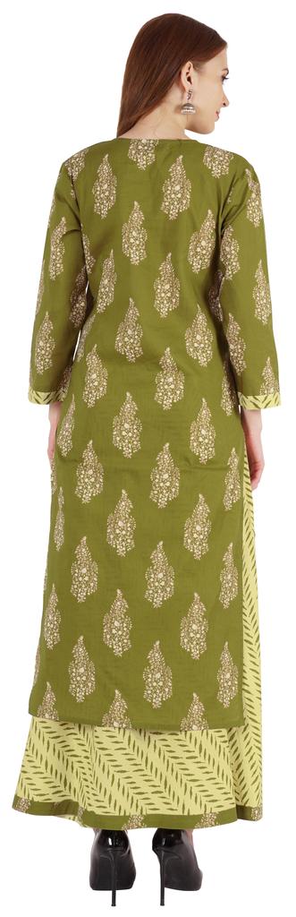 Phagun Indian Ethnic Cotton Kurti & Skirt Set For Women  S Partywear Dress Printed Traditional
