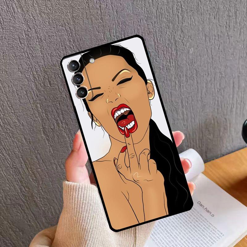 Middle Finger Girl Case For Samsung Galaxy S23 S22 S21 Ultra S9 S10 Note 10 Plus Note 20 Ultra S20 FE Cover