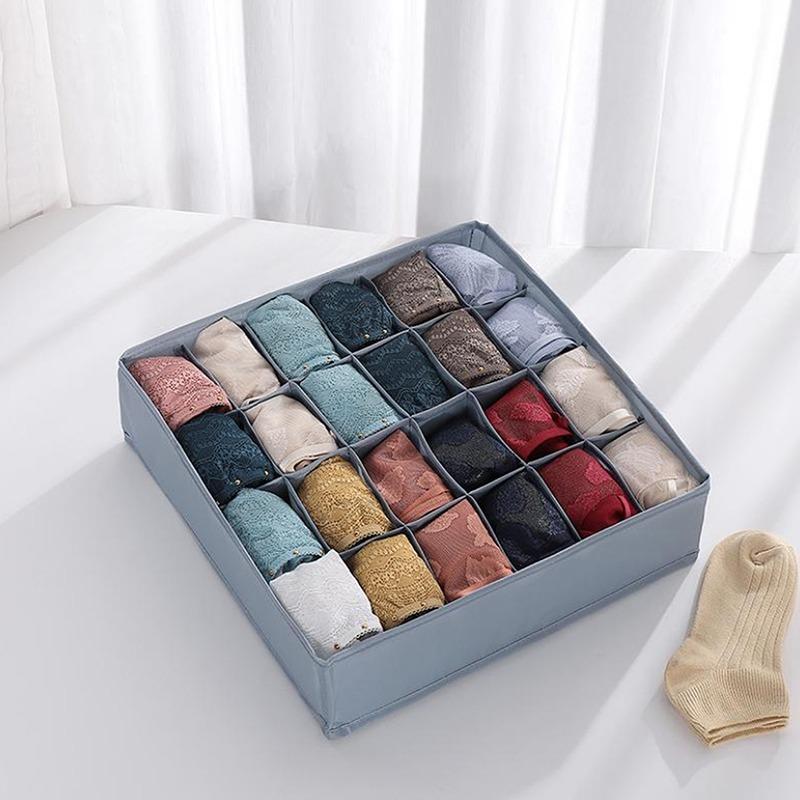 Dormitory Closet Organizer for Socks Home Separated Underwear Storage Box 30 Grids Bra Organizer Foldable Drawer Organizer