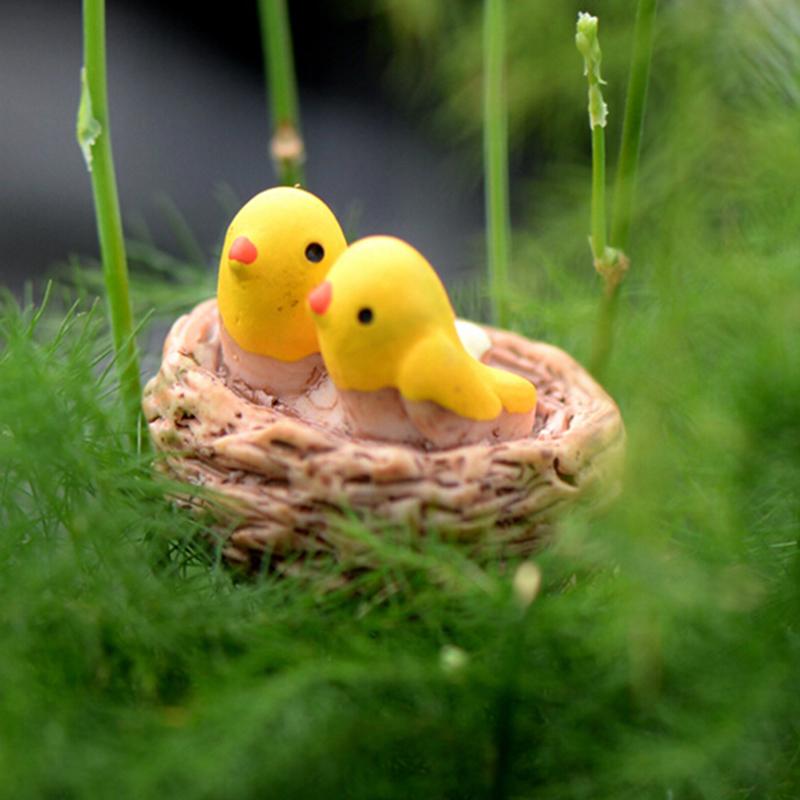 Mini Nest With Birds Fairy Garden Miniatures Gnomes Moss Terrariums Resin Crafts Figurines For Home Decoration Accessories