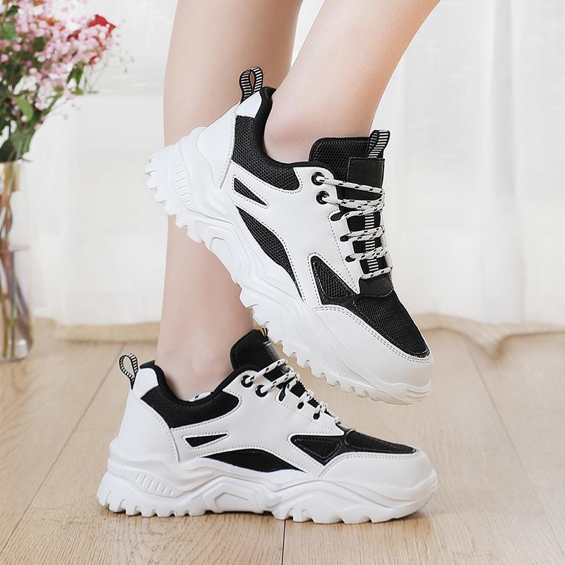 Women’s Black Running Sneakers Casual Sport Shoes White Walking Jogging Shoes Over Sized