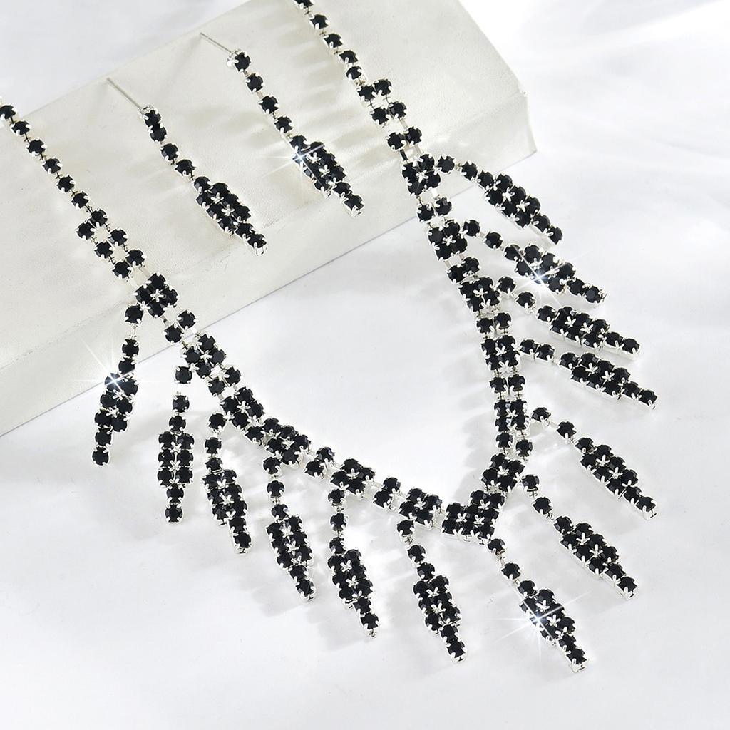 Свадебный черный роскошный вечерний наряд ожерелье серьги комплект свадебный дамский индивидуальный комплект цепь