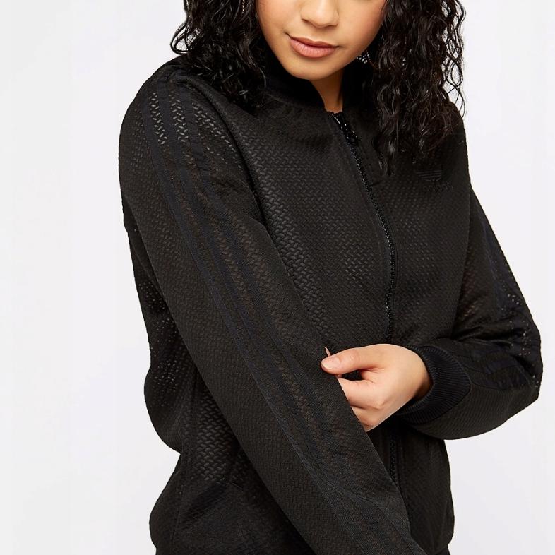 Adidas Оригинальная однотонная сетчатая куртка с логотипом и принтом в виде буквы, воротник-стойка, женские куртки черного цвета CV5798
