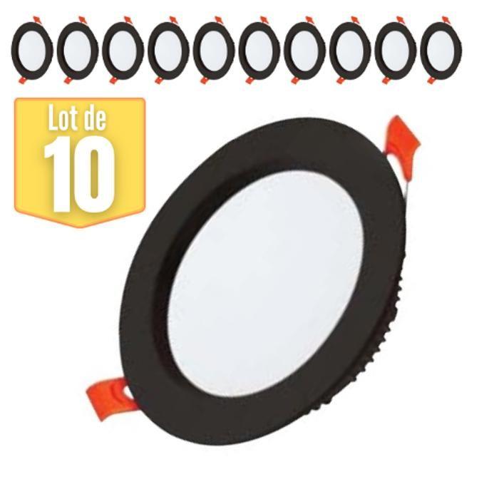 Lot de 10 spots ALEXA SMD LED rond noir 12W 7000K