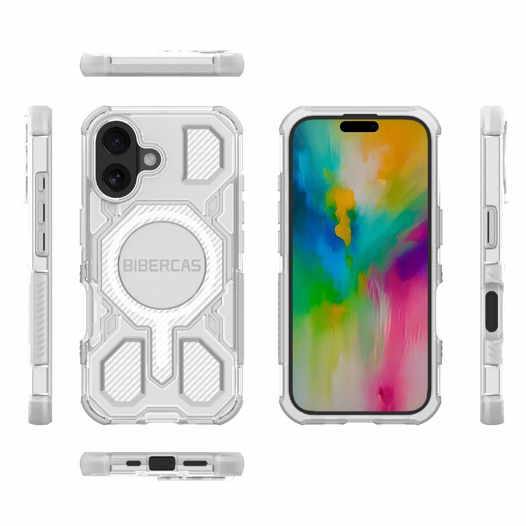 BIBERCAS J-16 Transparent Series For iPhone 16 Case Compatible with MagSafe TPU+PC Phone Cover