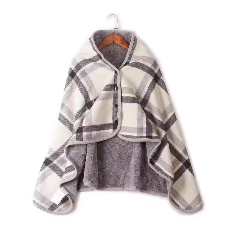 1PC Wearable Blanket Shawl Blanket Flannel Lazy Casual Office Blanket Retro Grid Stripes Warm Blanket For Winter 80×135cm