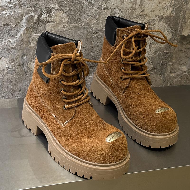 Мужские и женские резиновые ботинки, пара, на толстой подошве, увеличивающие рост, в британском стиле, повседневные, с большим носком, ботинки Мартина 43156-44156-J