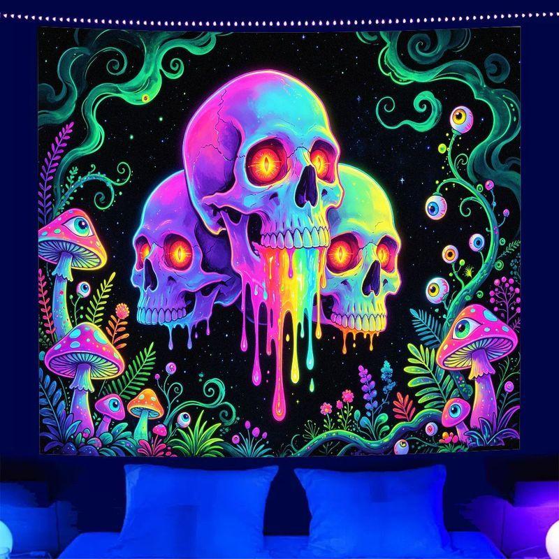 Cyberpunk Skeleton psychedelic Mushroom Tapestry Dark Galaxy Background Wallpaper Esports Room Decoration Home Decor