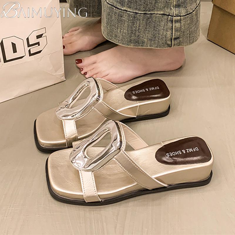 Fashion Leopard Women Square Toe Slippers Designer New Sandals 2025 Summer Shoes Fashion Open Toe Flip Flops Woman Slides Zapatos Mujer