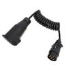 12В 7-контактный на 13-контактный адаптер для прицепа, длина 2 м, спиральный, соединитель проводки розетки прицепа для дома на колесах, каравана, лодки, черный