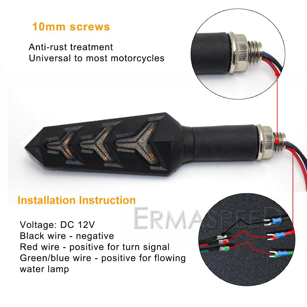 Последовательные индикаторы мотоцикла, плавные светодиодные указатели поворота, мигающие индикаторы для мотоцикла, универсальная янтарная лампа 12 В M10