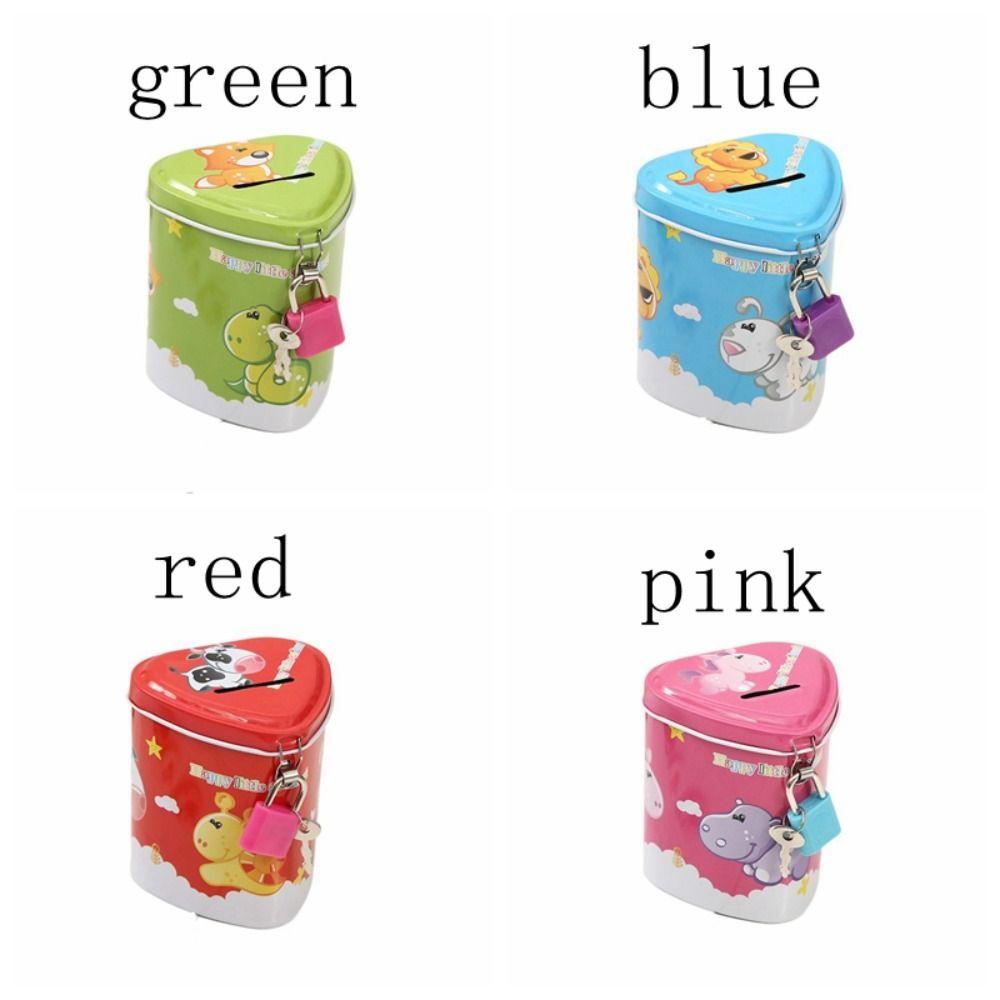 Металлическая копилка в форме сердца с замком, детская копилка из мультфильма, украшение для спальни