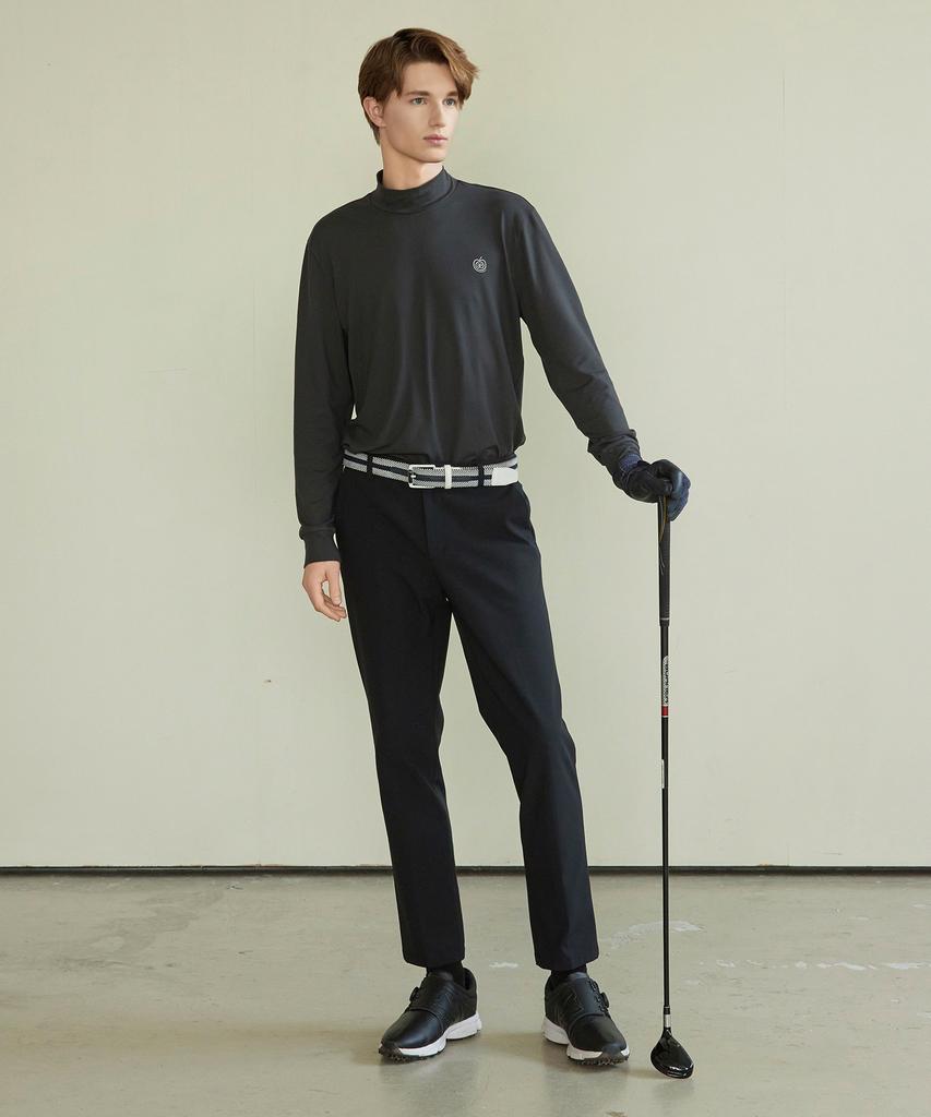 APPLE+RIND Warm Brushed Mock Neck T-Shirt_Charcoal Gray