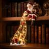 Cozy Holiday Room Lighting LED Waterfall Christmas Shelf Sitter Figurine, Light Up Santa Claus Snowman Festive Mantel Display Angel Statue, Bookshelf