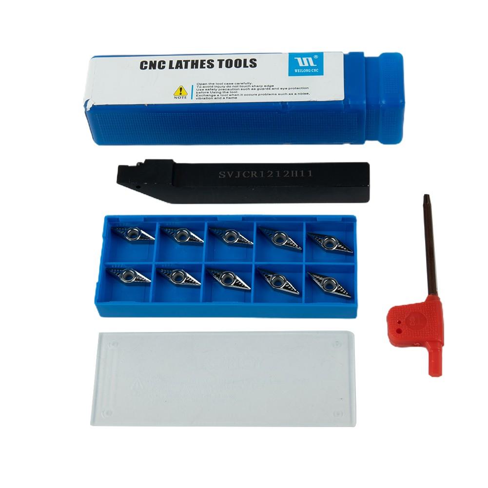 Держатель токарного резца SVJCR1212H11 12×100 мм + алюминиевые вставки VCGT110304-AK H01