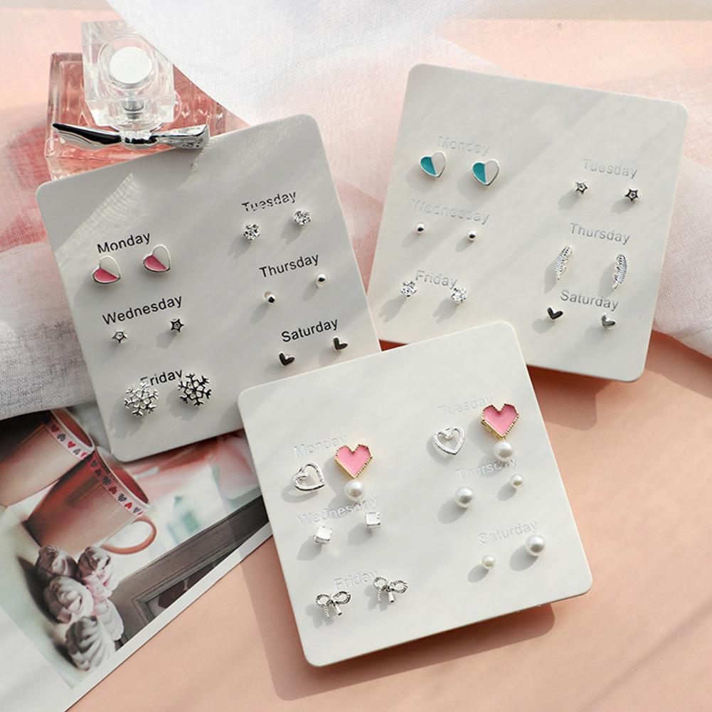 Серьги-гвоздики разных форм, набор из 6ти пар