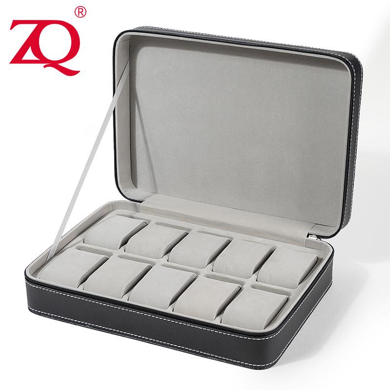 Портативная коробка для хранения на молнии из ПУ кожи для часов и ювелирных изделий, варианты на 6, 10 и 12 ячеек
