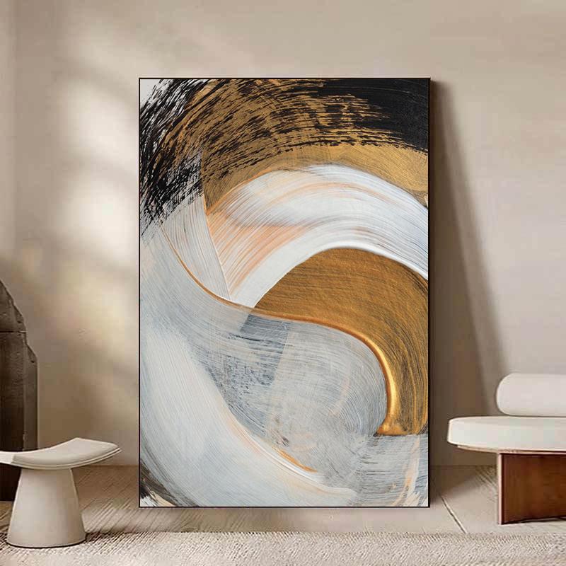 Современная золотая текстура масляной живописи, напечатанная на холсте, абстрактная золотая кисть, постеры и принты для декора гостиной