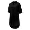 Women Fashion Plus Size Solid Cotton Linen Turn Down Collar Loose Shirt Dress