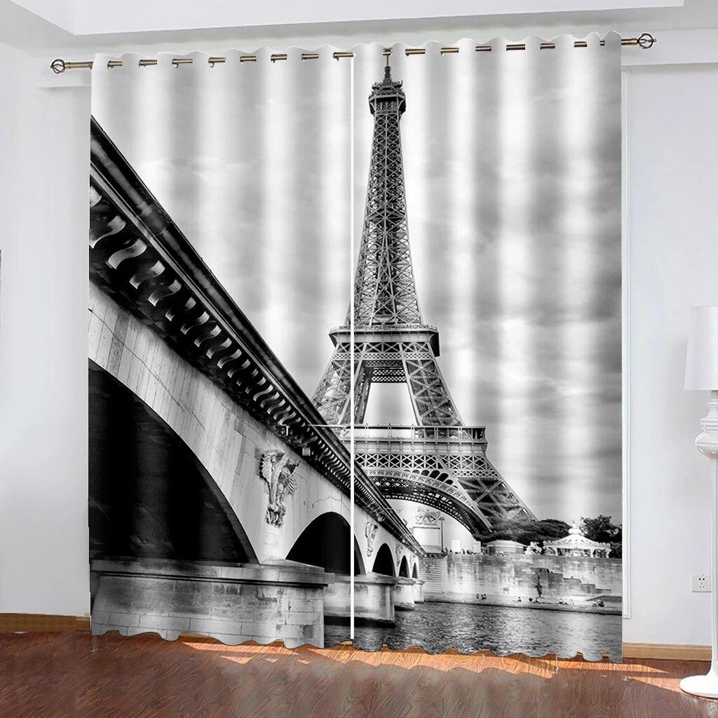 Beautiful Scenery 3D Printing Curtains Circular Flower Type Bedroom Living Room Shading Metal Eyelet Curtains