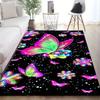 Neon Rainbow Butterfly Glitter Heart Star Large Area Rug Soft Flannel Non Slip Floor Carpet for Living Room Colorful Fantasy